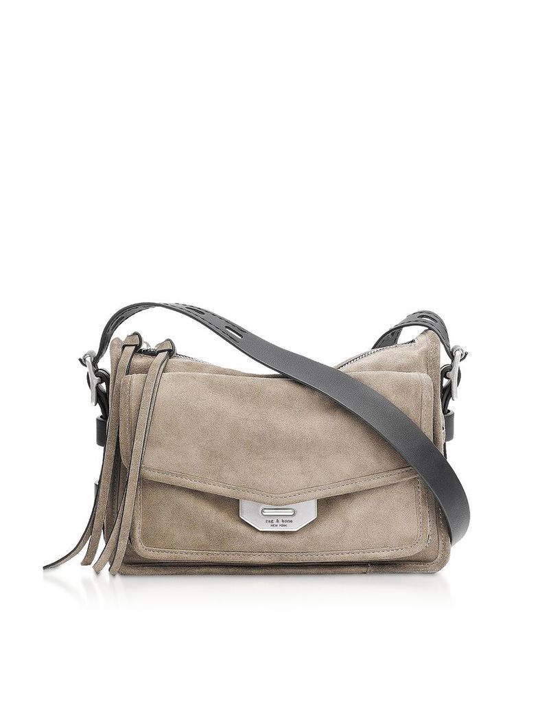 Rag & Bone Designer Handbags, Warm Grey Suede Small Field Messenger Bag