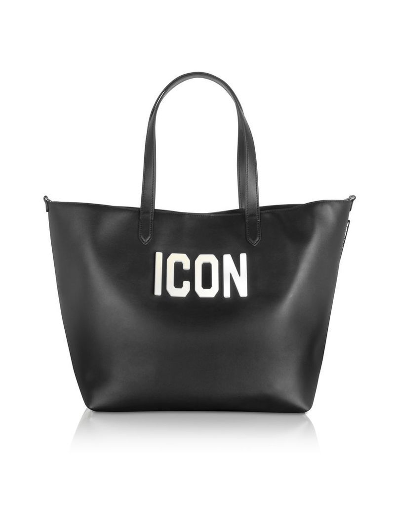 DSquared2 Designer Handbags, Black Leather and Plexy Icon Tote Bag