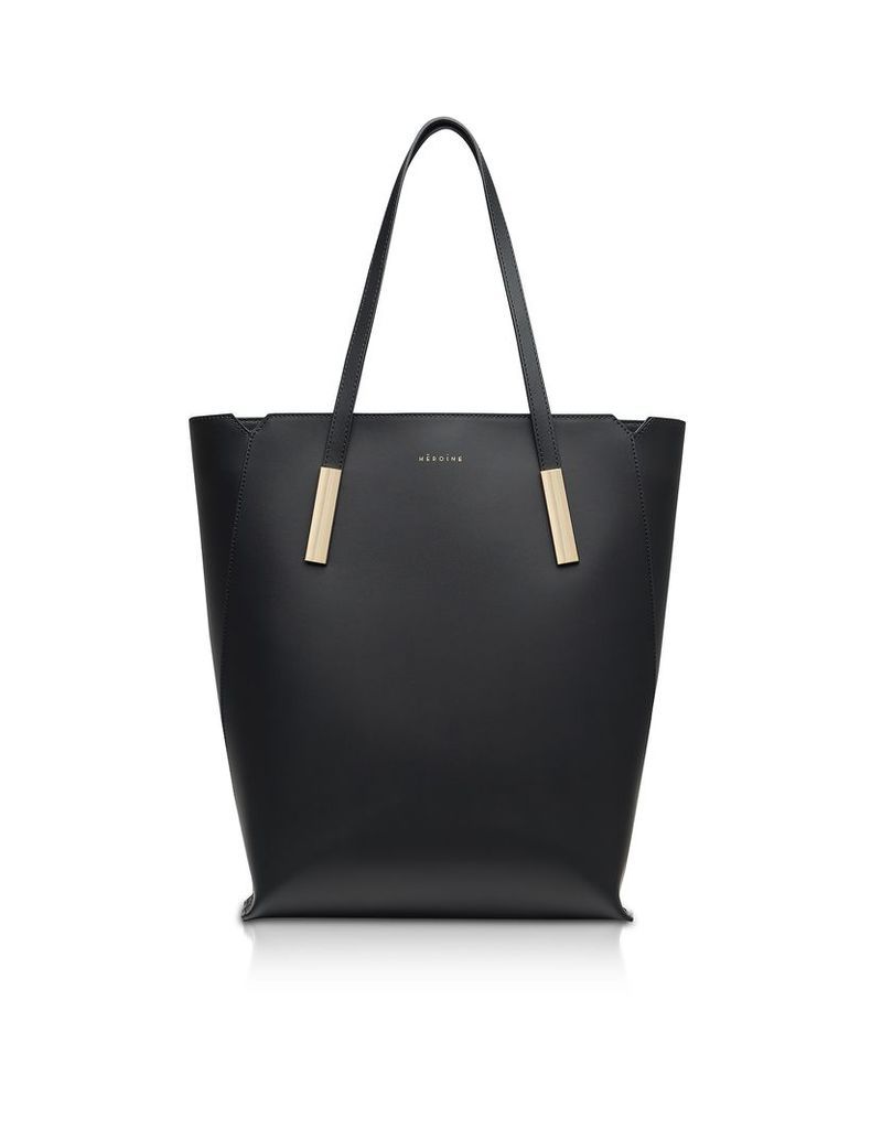 Maison Heroine Designer Handbags, Black Marta Leather Tote Bag