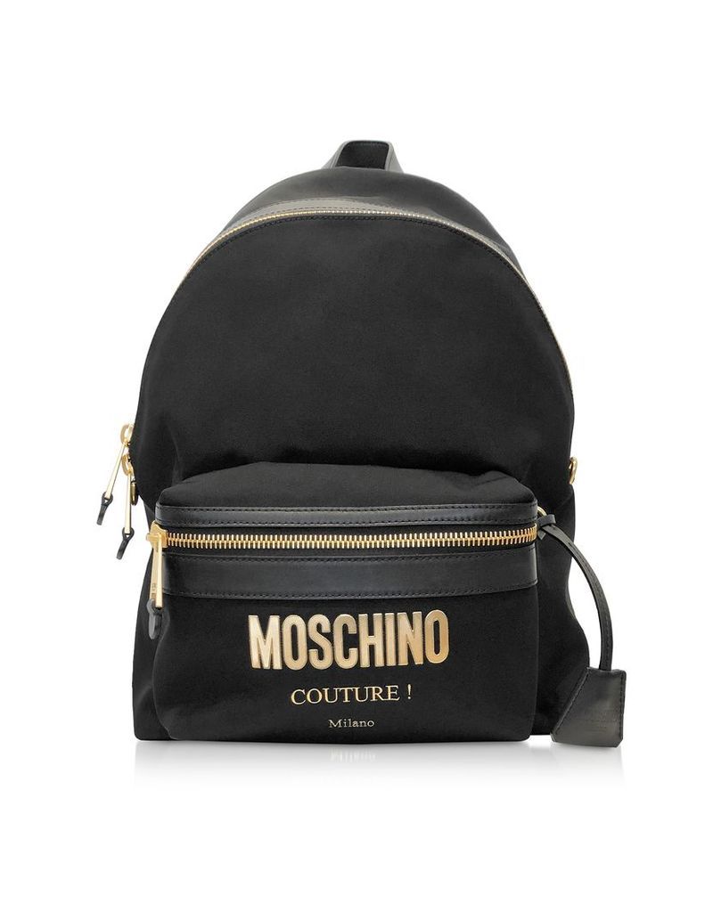 Moschino Designer Handbags, Black Nylon Signature Backpack