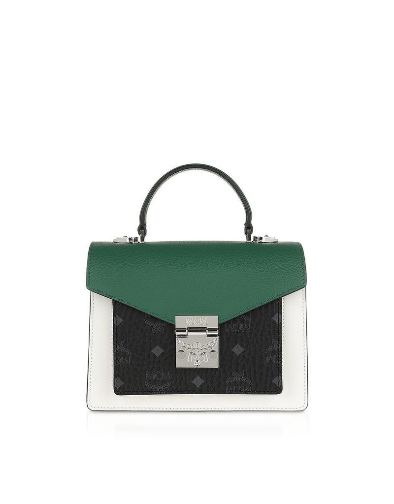 MCM Designer Handbags, Patricia Visetos Leather Block Small Satchel