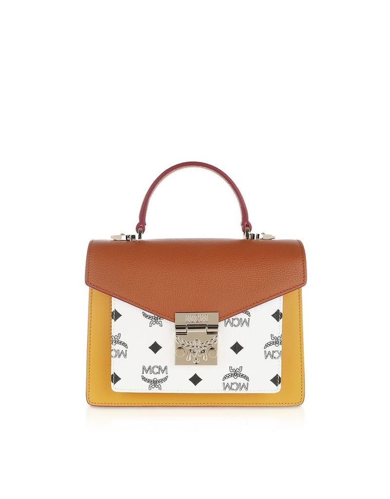 MCM Designer Handbags, Patricia Visetos Leather Block Small Satchel