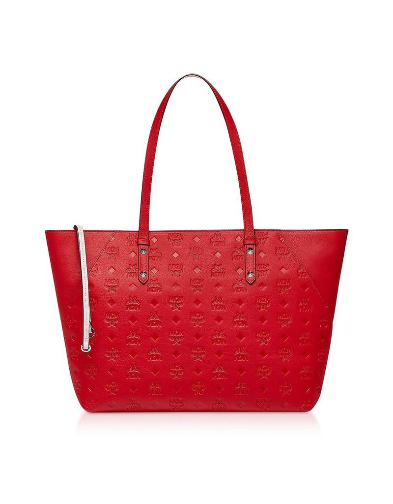 MCM Designer Handbags, Klara Monogrammed Leather Charm Top Zip Medium Shopper