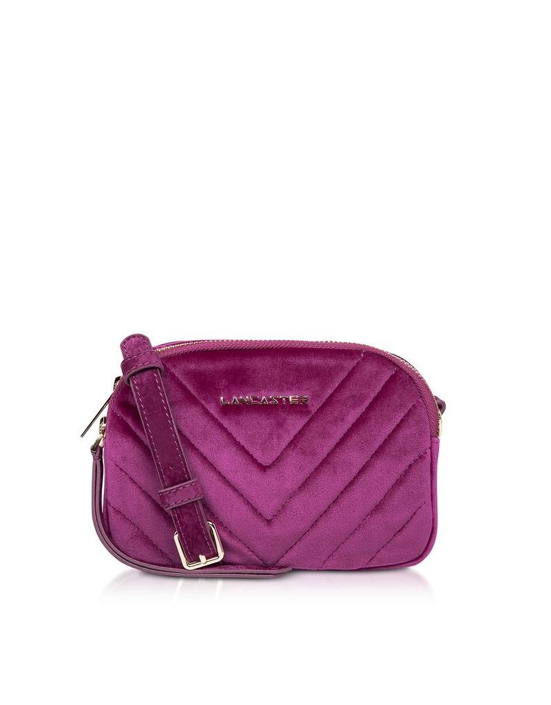 Lancaster Paris Designer Handbags, Quilted Velvet Couture Mini Camera/Belt Bag