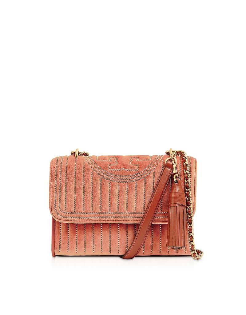 Tory Burch Designer Handbags, Fleming Mini Studs Velvet Small Convertible Shoulder Bag