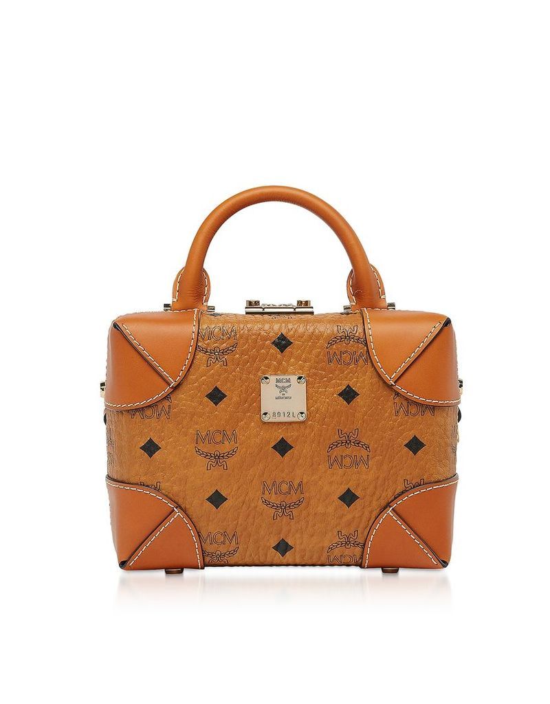 MCM Designer Handbags, Cognac Soft Berlin Visetos Small Crossbody Bag