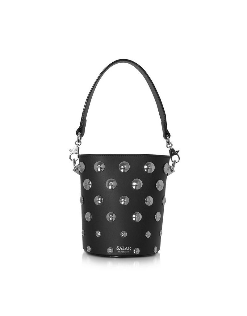 Salar Designer Handbags, Black Celia Moon Bucket Bag