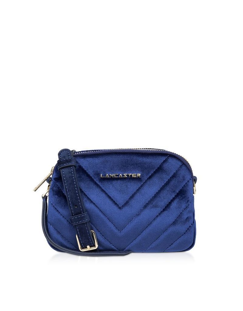 Lancaster Paris Designer Handbags, Quilted Velvet Couture Mini Camera/Belt Bag