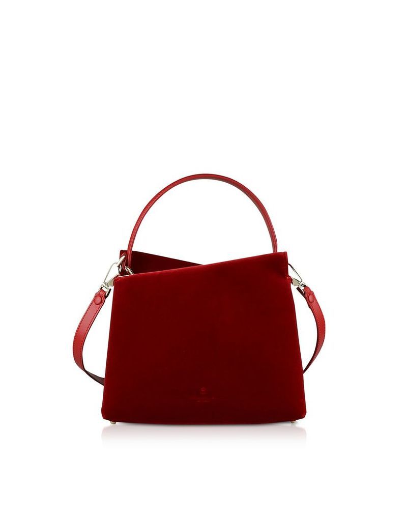 Lara Bellini Designer Handbags, Vela Mini Velvet Top Handle Bag