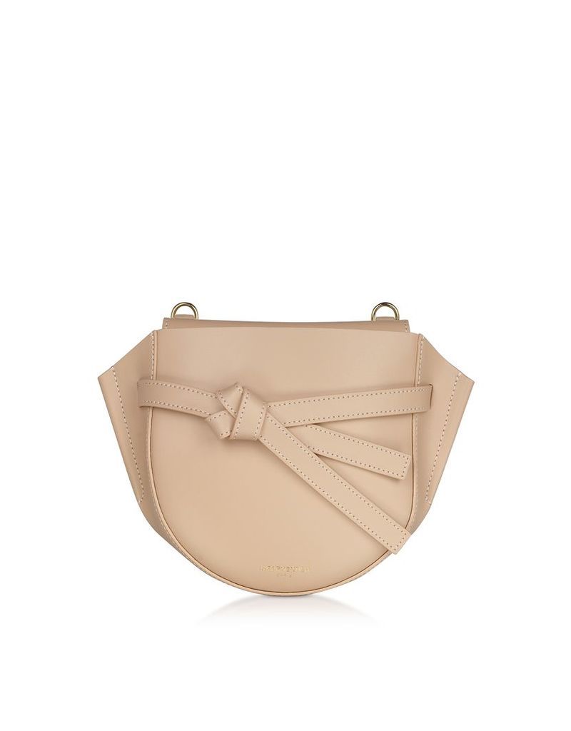 Le Parmentier Designer Handbags, Peyote Smooth Leather Shoulder bag w/Bow