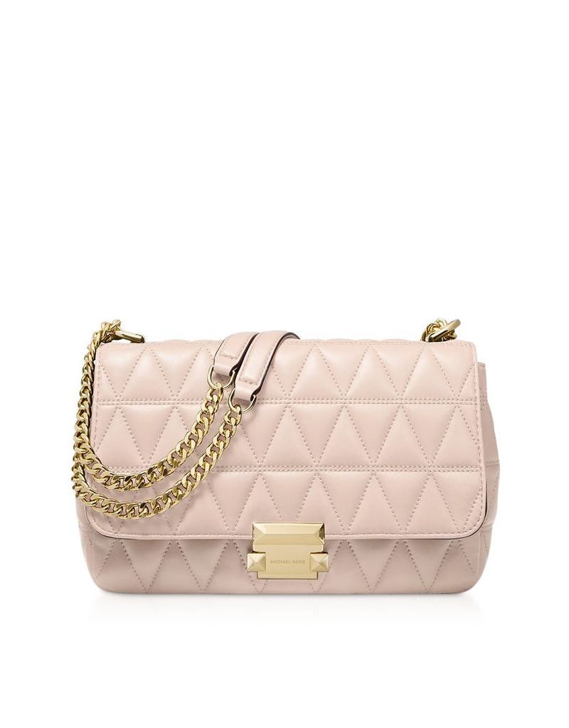 Michael Kors Designer Handbags, Large Soft Pink Quilted Leather Sloan Shoulder Bag