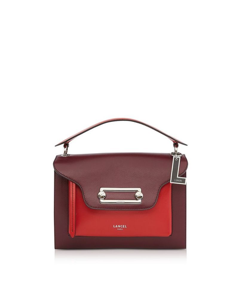 Lancel Designer Handbags, Clic Cassis/Red Leather Large Crossbody Bag