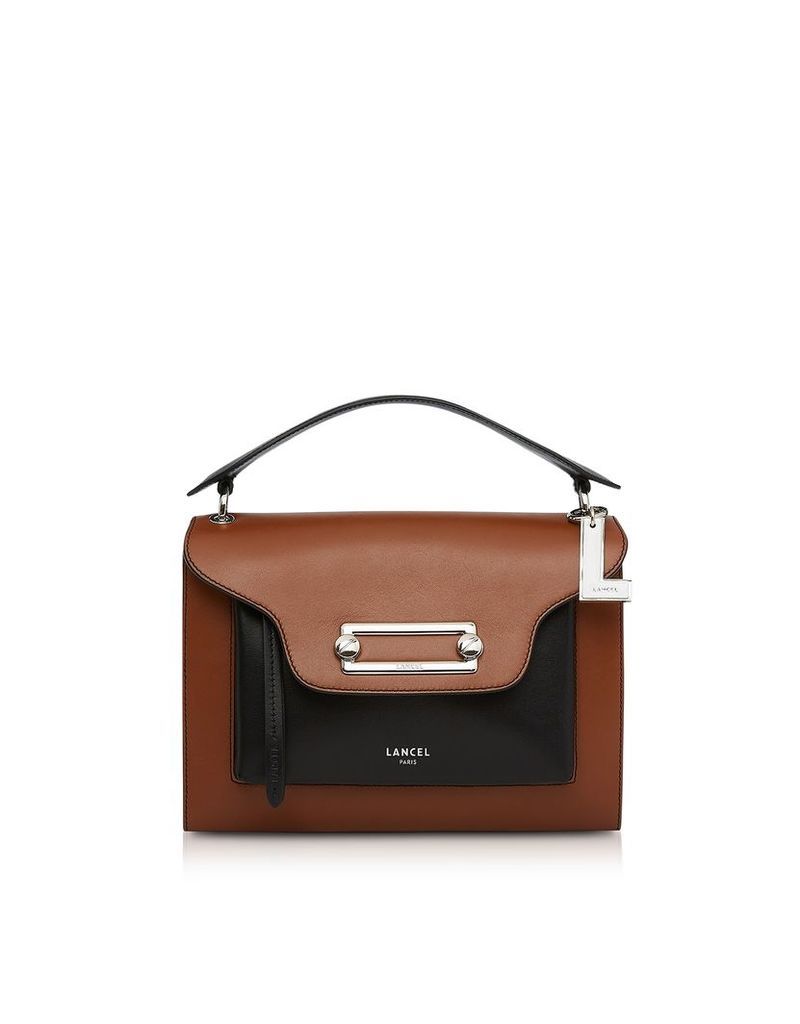 Lancel Designer Handbags, Clic Wood/Black Leather Large Crossbody Bag