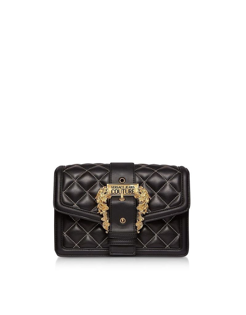 Versace Jeans Couture Designer Handbags, Quilted Nappa Leather Crossbody Bag w/ Buckle