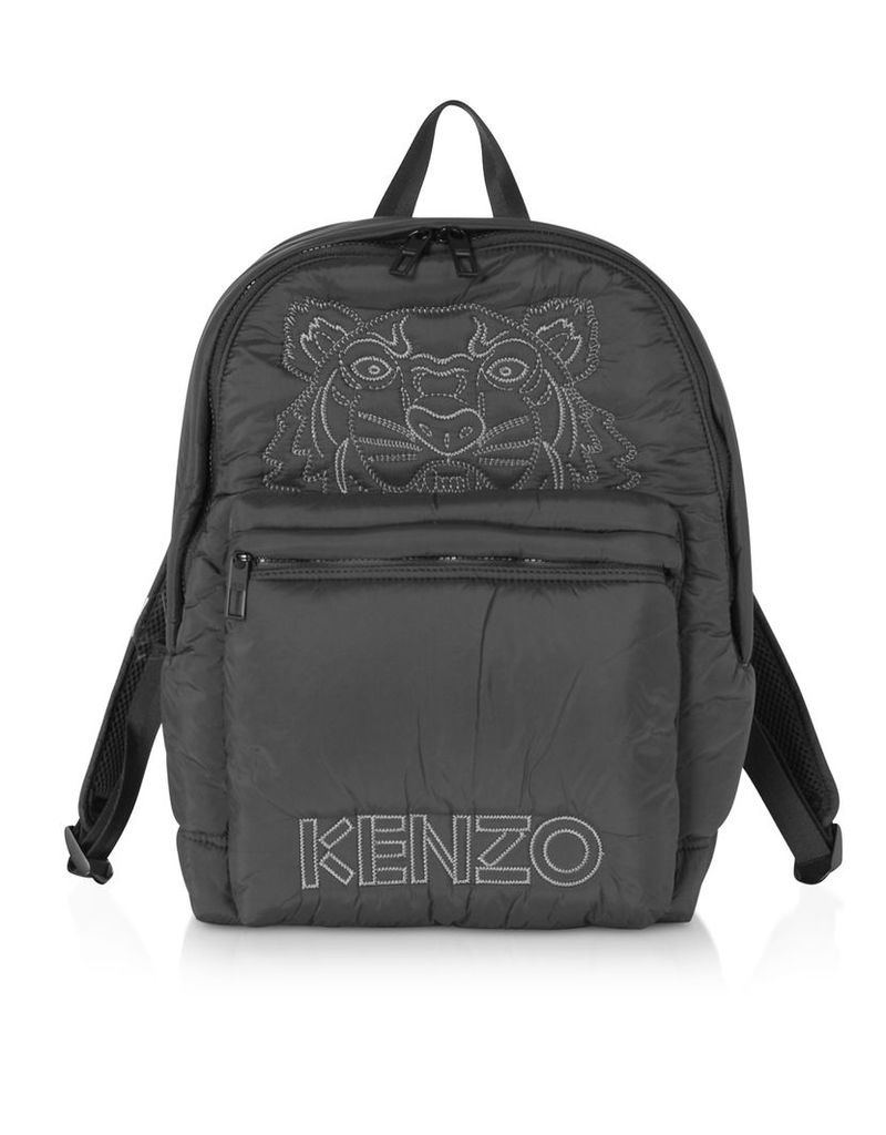 Kenzo Designer Handbags, Black Nylon Doudoune Tiger Kampus Backpack