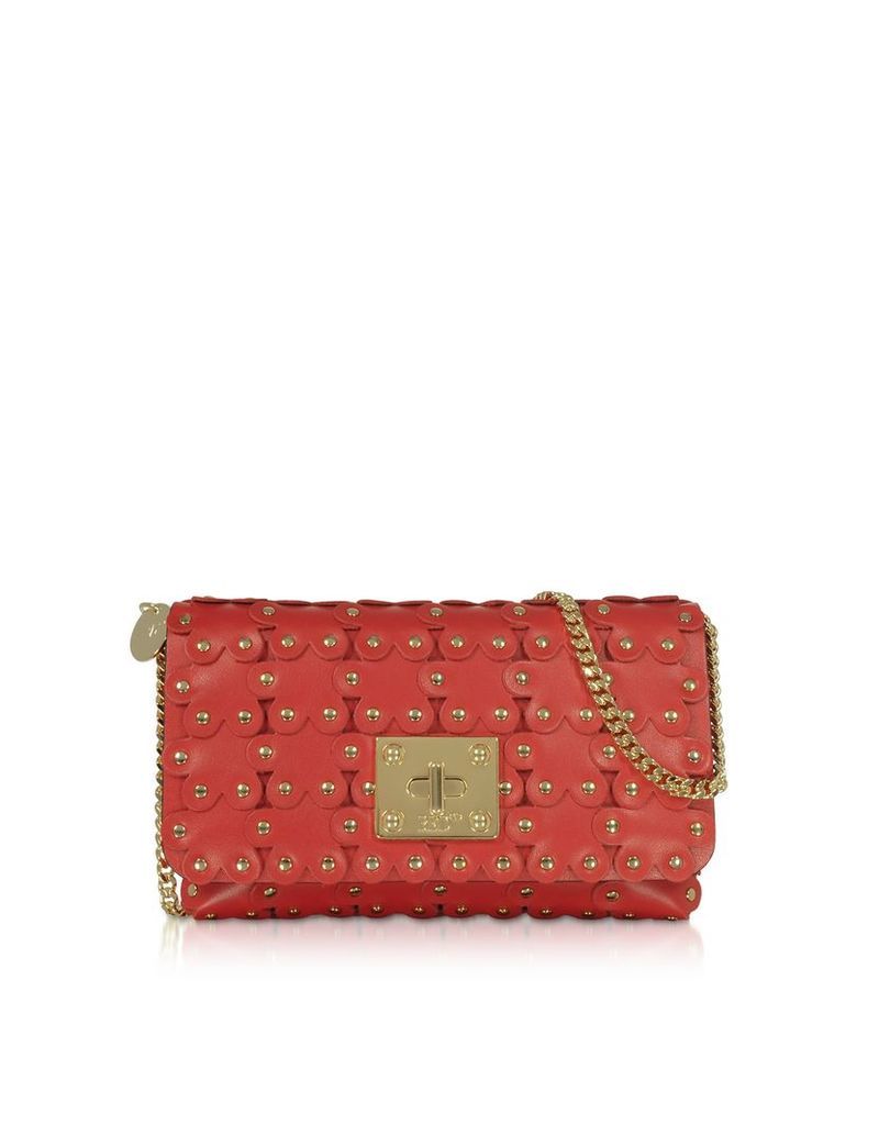 RED Valentino Designer Handbags, Flower Puzzle Genuine Leather Clutch