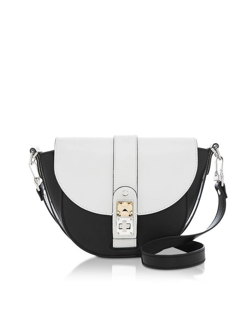 Proenza Schouler Designer Handbags, Optic White/Black Leather PS11 Small Saddle Bag