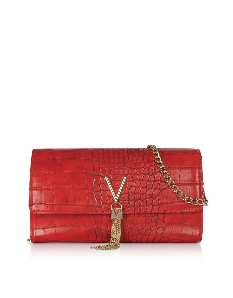 Valentino by Mario Valentino Designer Handbags, Audrey Croco Embossed Eco Leather Clutch