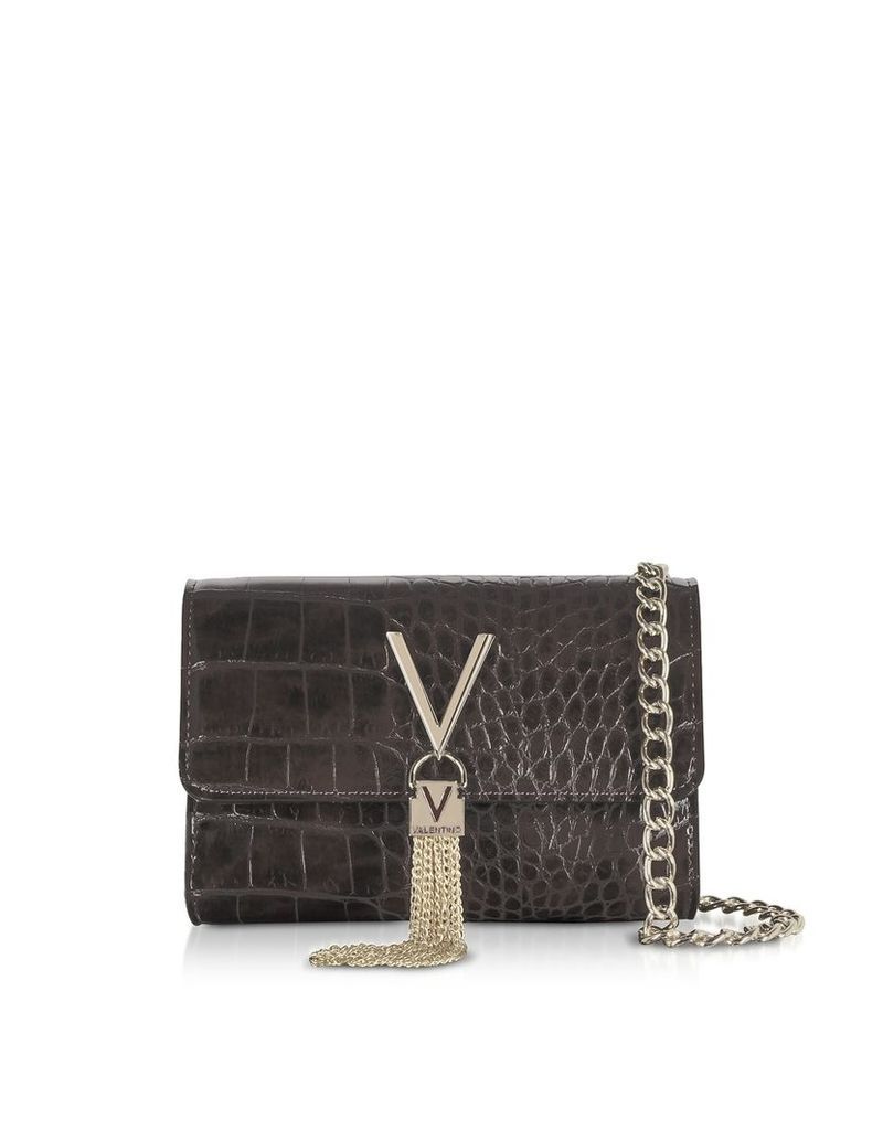Valentino by Mario Valentino Designer Handbags, Audrey Croco Embossed Eco Leather Shoulder Bag