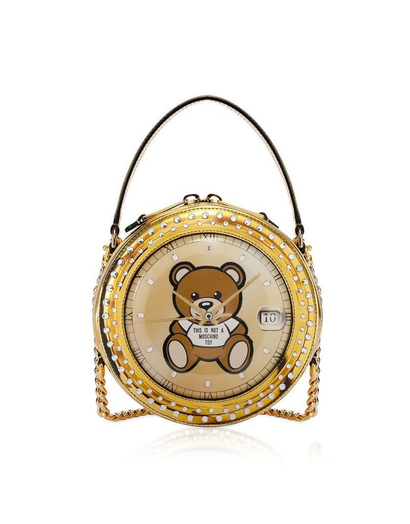 Moschino Designer Handbags, Clock w/Moschino Toy Gold Round Bag