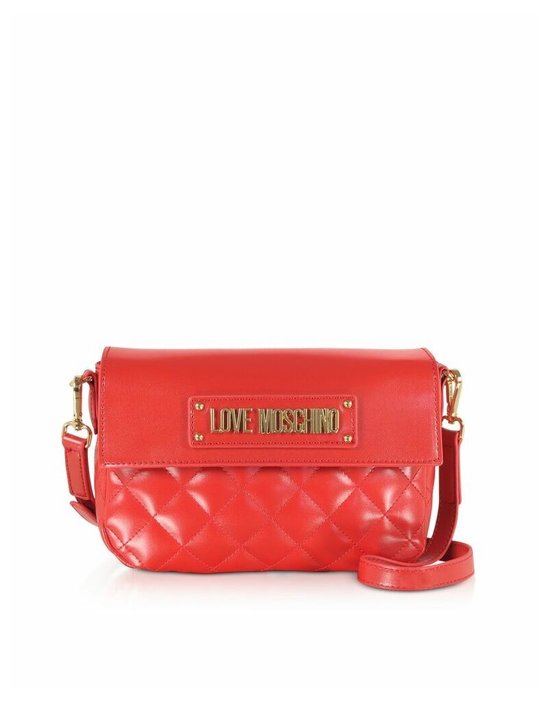Love Moschino Designer Handbags, Quilted Eco-Leather Shoulder Bag