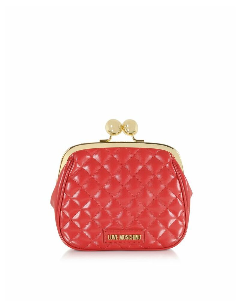 Love Moschino Designer Handbags, Quilted Eco-leather Clutch w/Chain