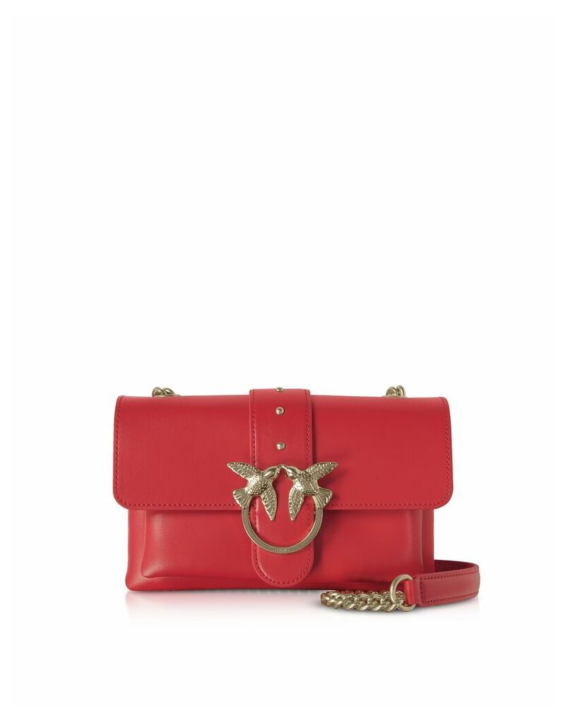Pinko Designer Handbags, Red Love Mini Soft Simply Shoulder Bag