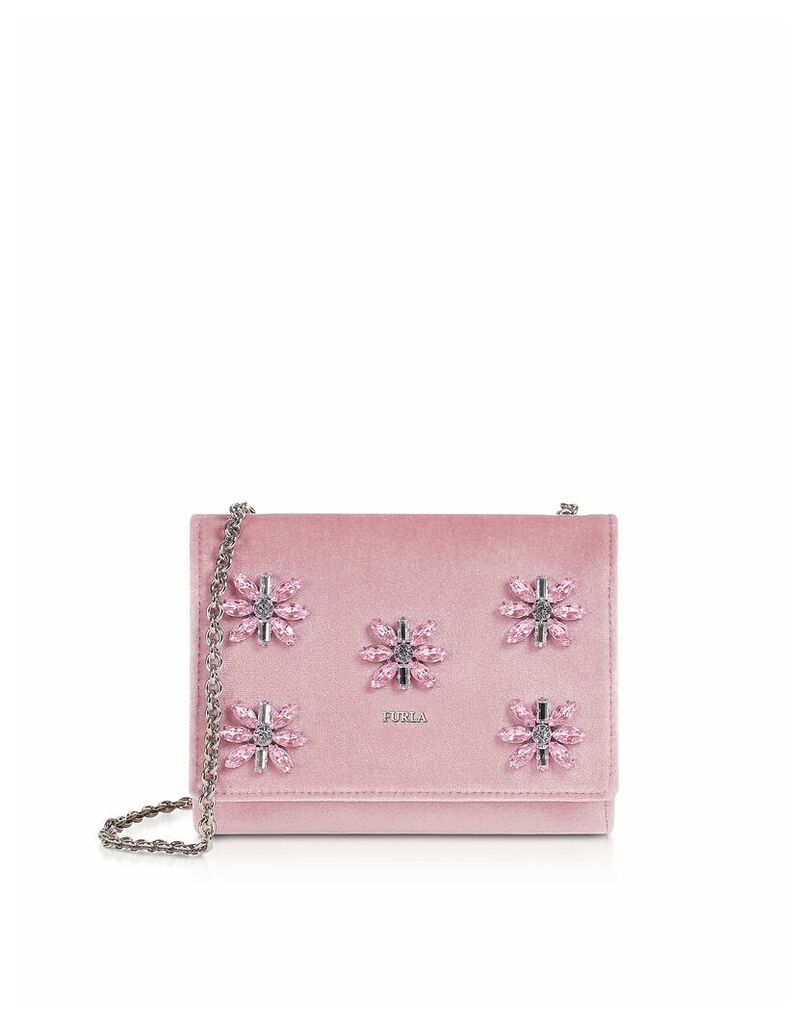 Designer Handbags, Velvet and Crystals Viva Mini Pochette w/Shoulder Strap