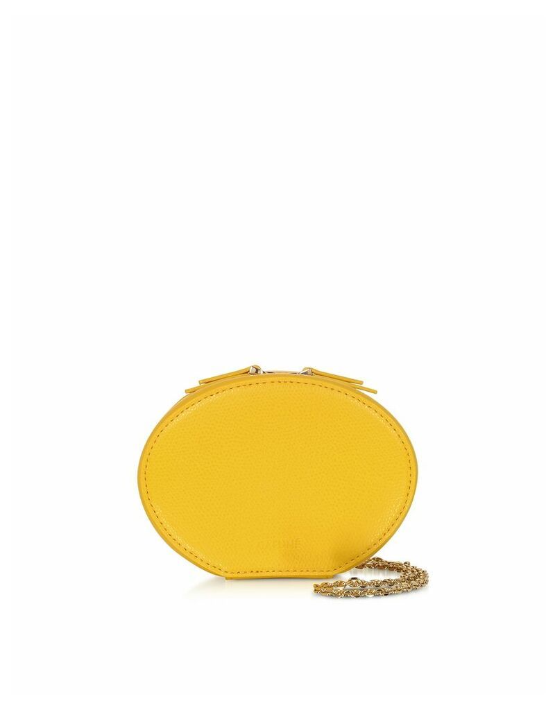 Designer Handbags, Dandelion Yellow Leather Egg Chain Shoulder Bag