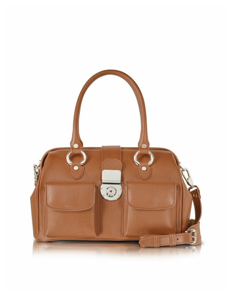 Designer Handbags, Front Pocket Calf Leather Doctor-style Handbag
