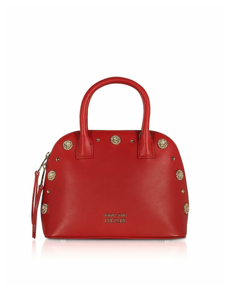 Versace Jeans Couture Designer Handbags, Nappa Fiore Top Handle Bag w/ Studs