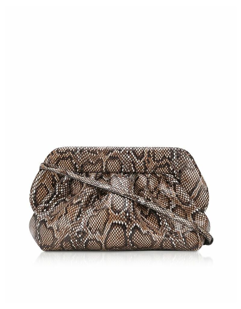 Designer Handbags, Dark Python Printed Eco Leather Pouch Bag