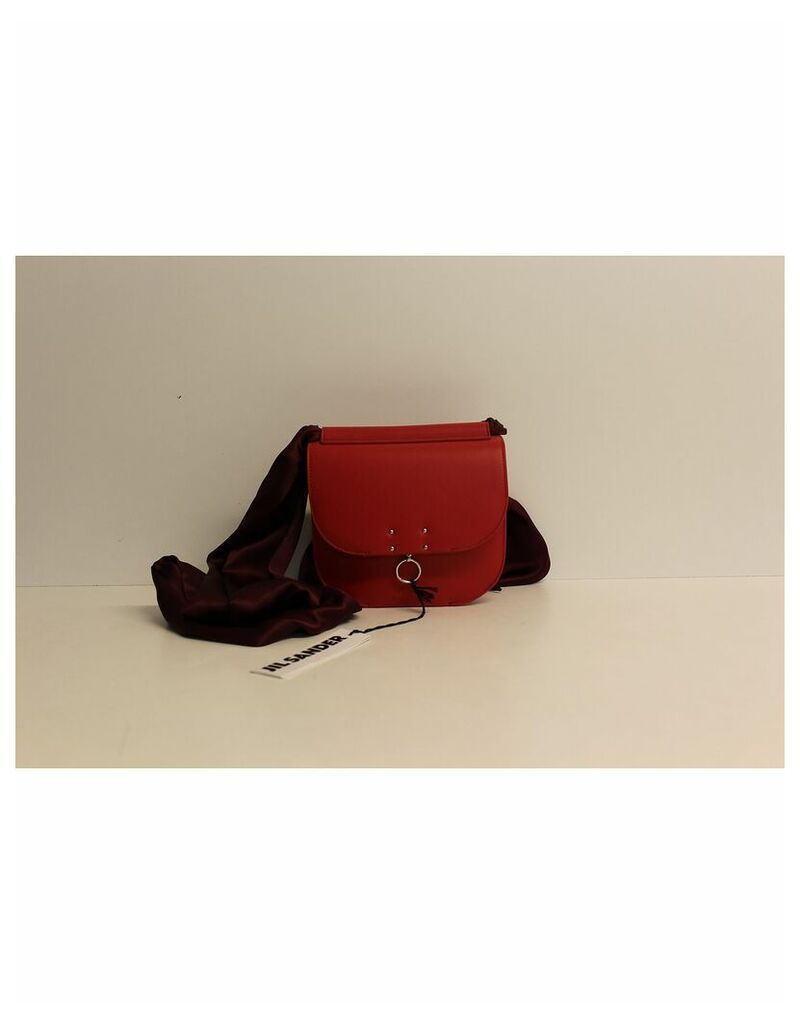 Designer Handbags, Red Leather and Satin Shoulder Bag