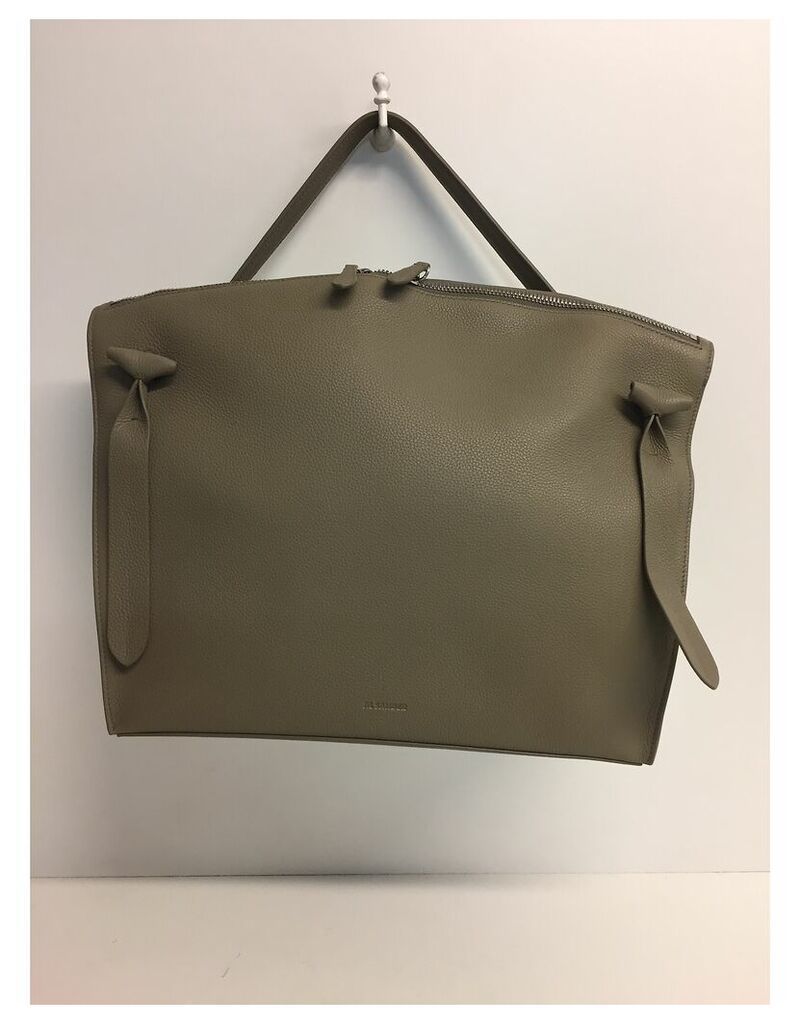 Designer Handbags, Taupe Grainy Leather Top-handle Tote Bag
