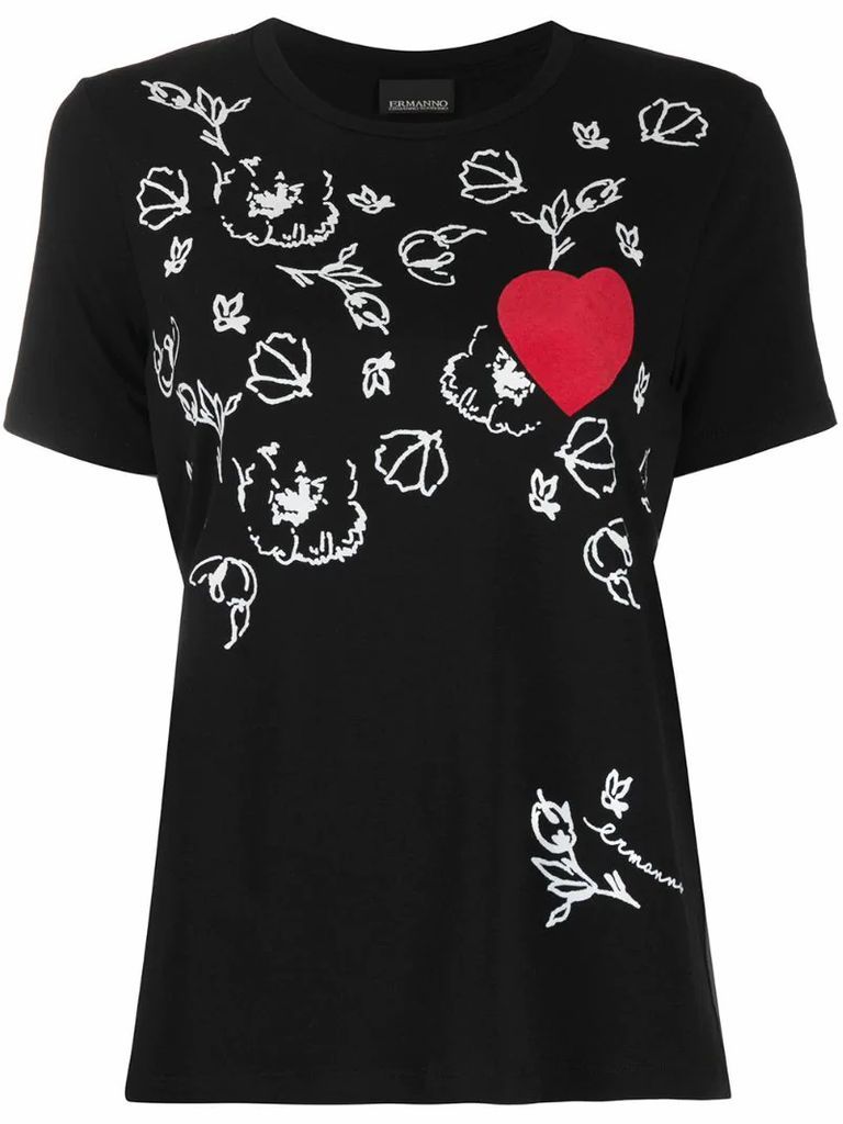 heart patch slim-fit T-shirt