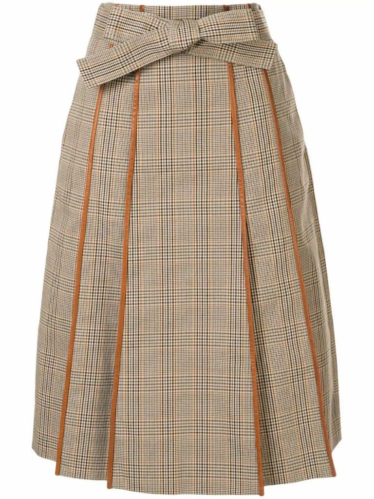 plaid print pleated skirt