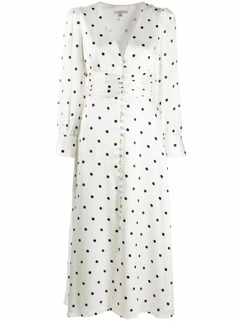 polka-dot flared dress