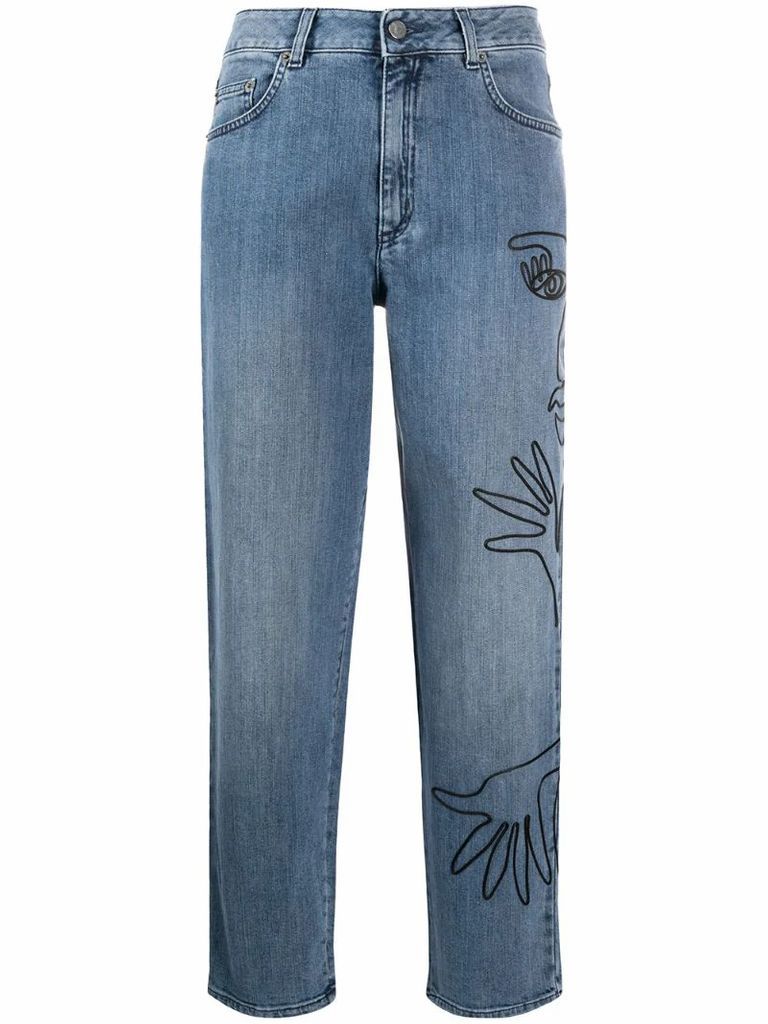 cornley embroidered cropped jeans