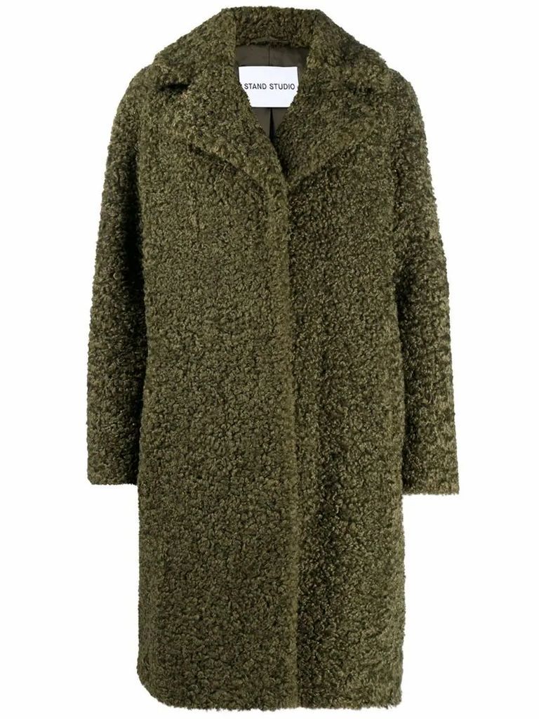 single breasted faux shearling coat