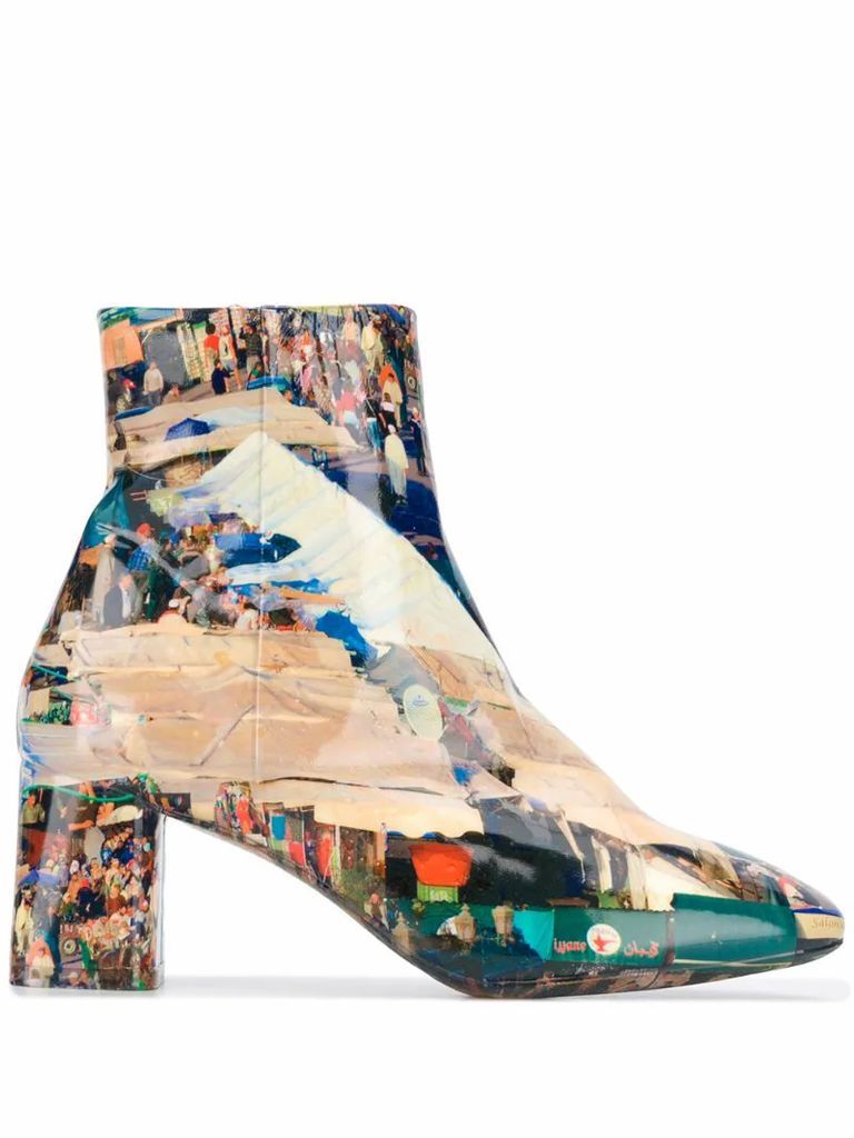 photo-print ankle boots