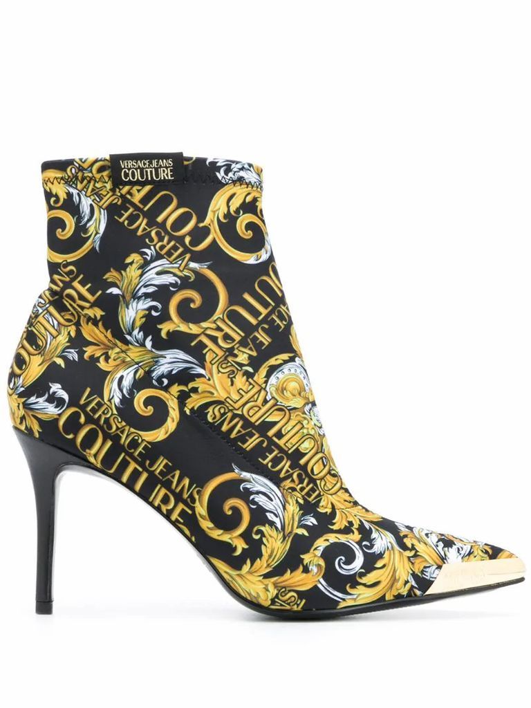Logo Baroque-print ankle boots