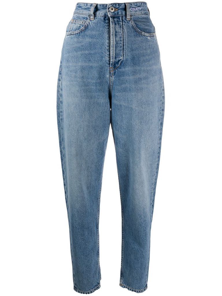 high-waisted tapered jeans