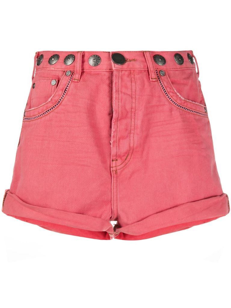 stud-embellished denim shorts