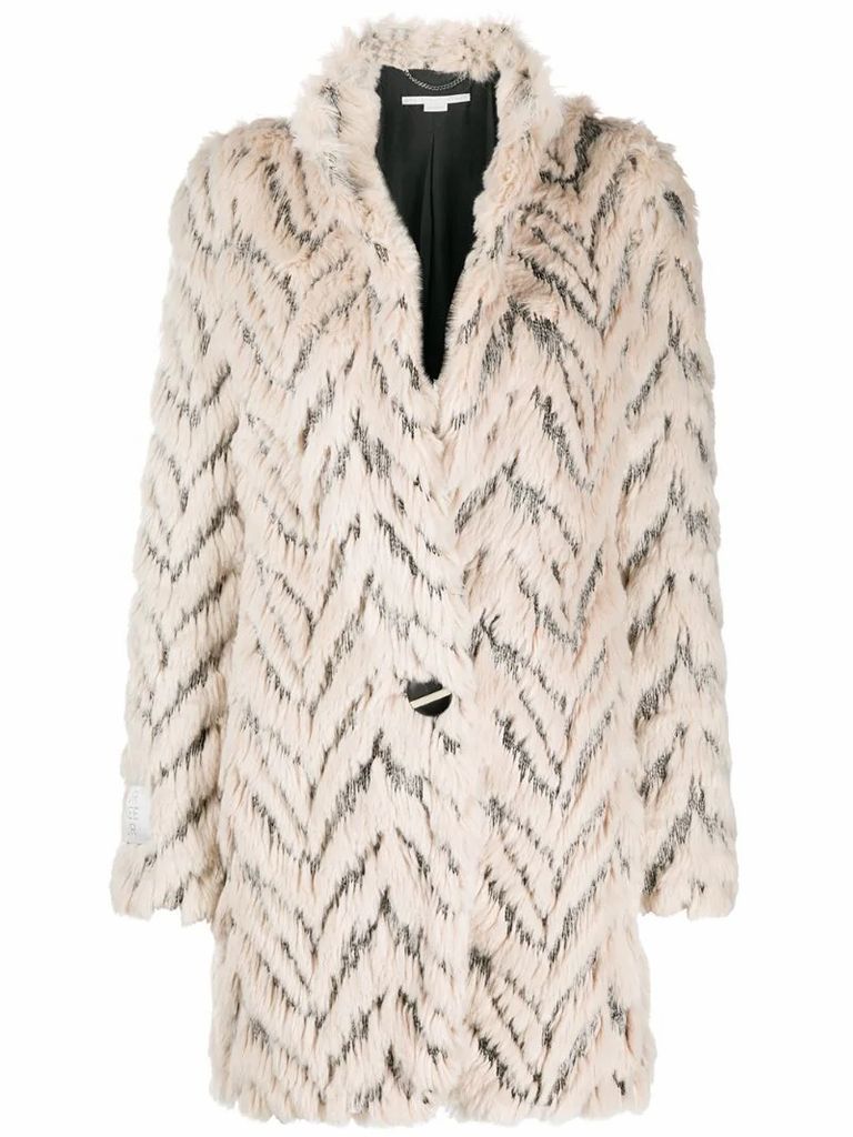 Fur Free Fur chevron-stripe coat