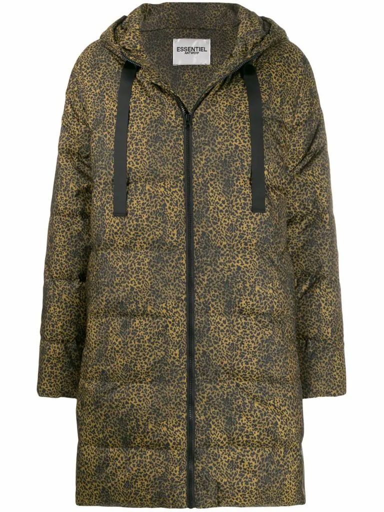 cheetah-print padded coat