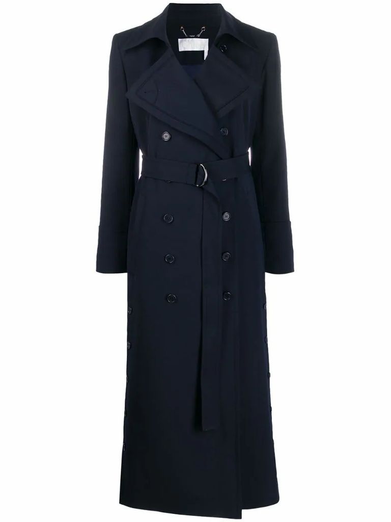 double breasted midi trench coat