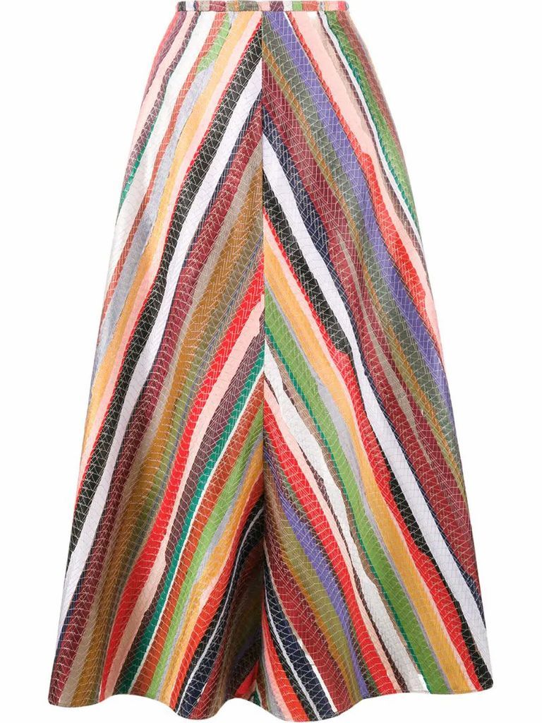 rainbow stripe A-line skirt