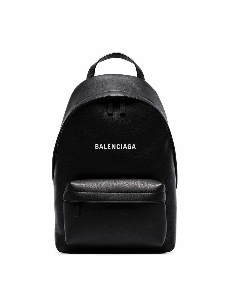 black everyday logo leather backpack