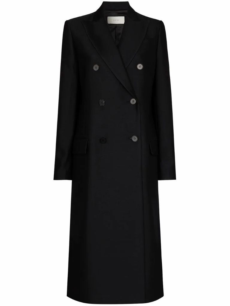 double-breasted long-line coat