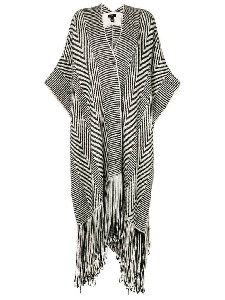 chevron fringed knitted duster